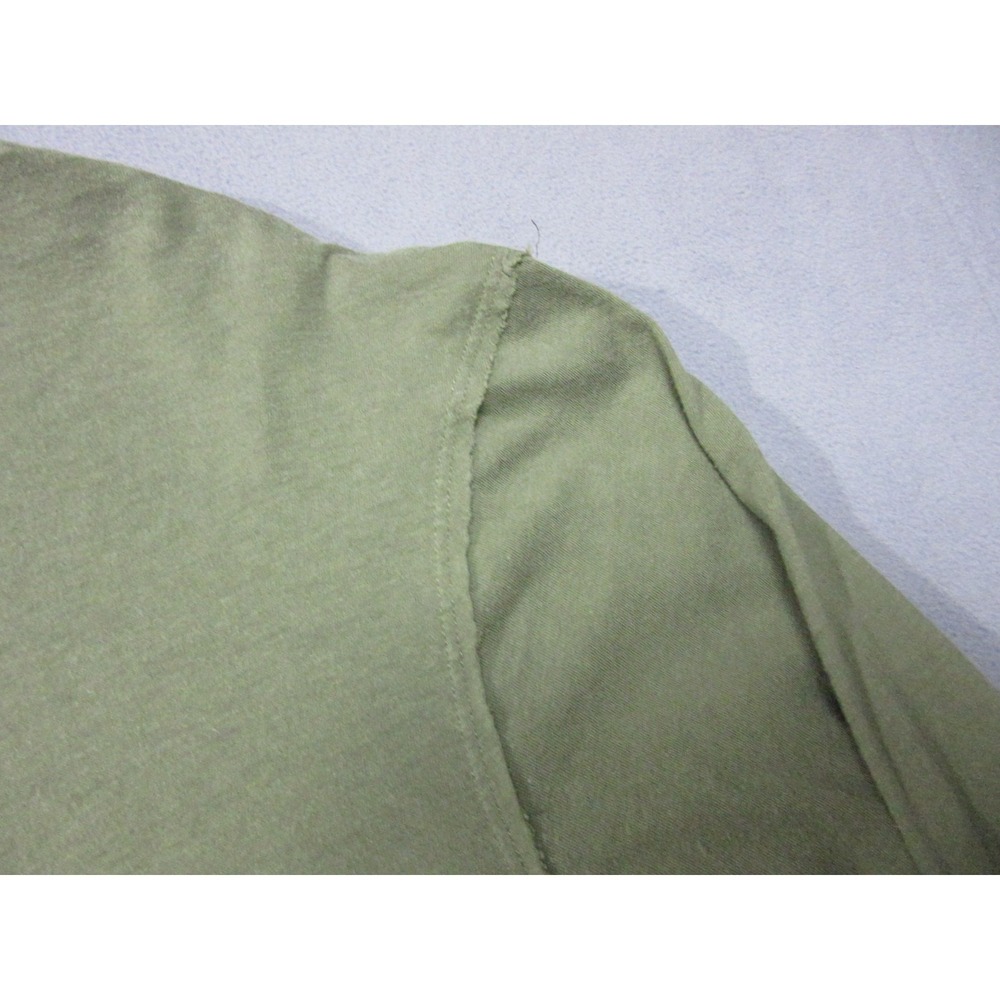 AllSaints Shirt Mens XL Green Henley Neck Raw Hem Bodega Slim Fit Olive - Picture 5 of 15